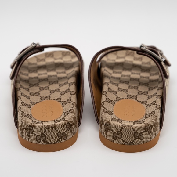 size 10G 10.5 US Gucci GG Canvas Slide Sandals Straps Beige Ebony GG Brown main image 9